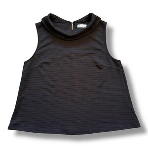 Sunny Girl Black A-Line Mod Sleeveless Cowl Neck Checker Textured Top Size 2X